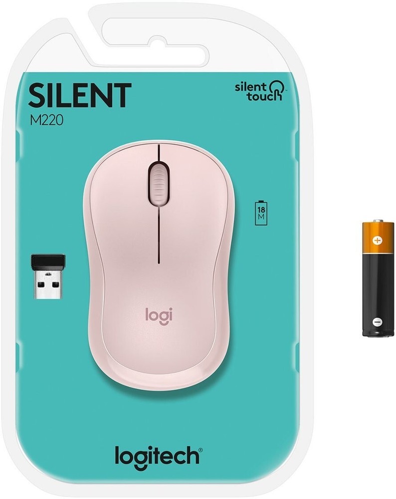 Logitech M220 Silent Wireless Mouse, 2.4 GHz with USB Receiver, - Rose