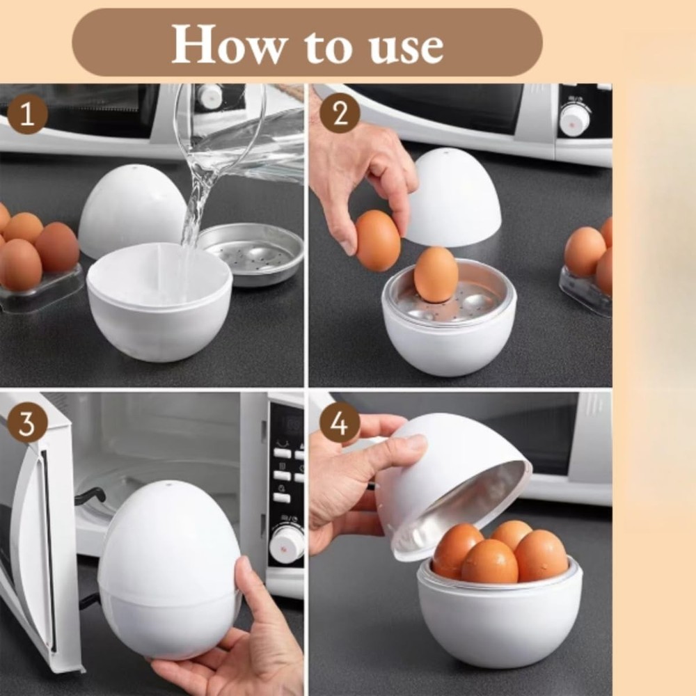 Microwave Egg Cooker for 4 Eggs,Hard Boiled Egg Cooker Compact Microwave Safe...