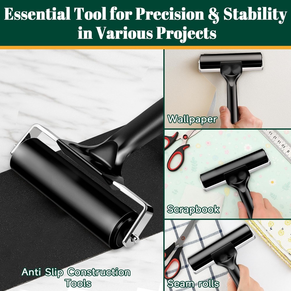 4 Inch Rubber Roller Brayer Rollers for Crafting, Hard Rubber Rollers for Pri...