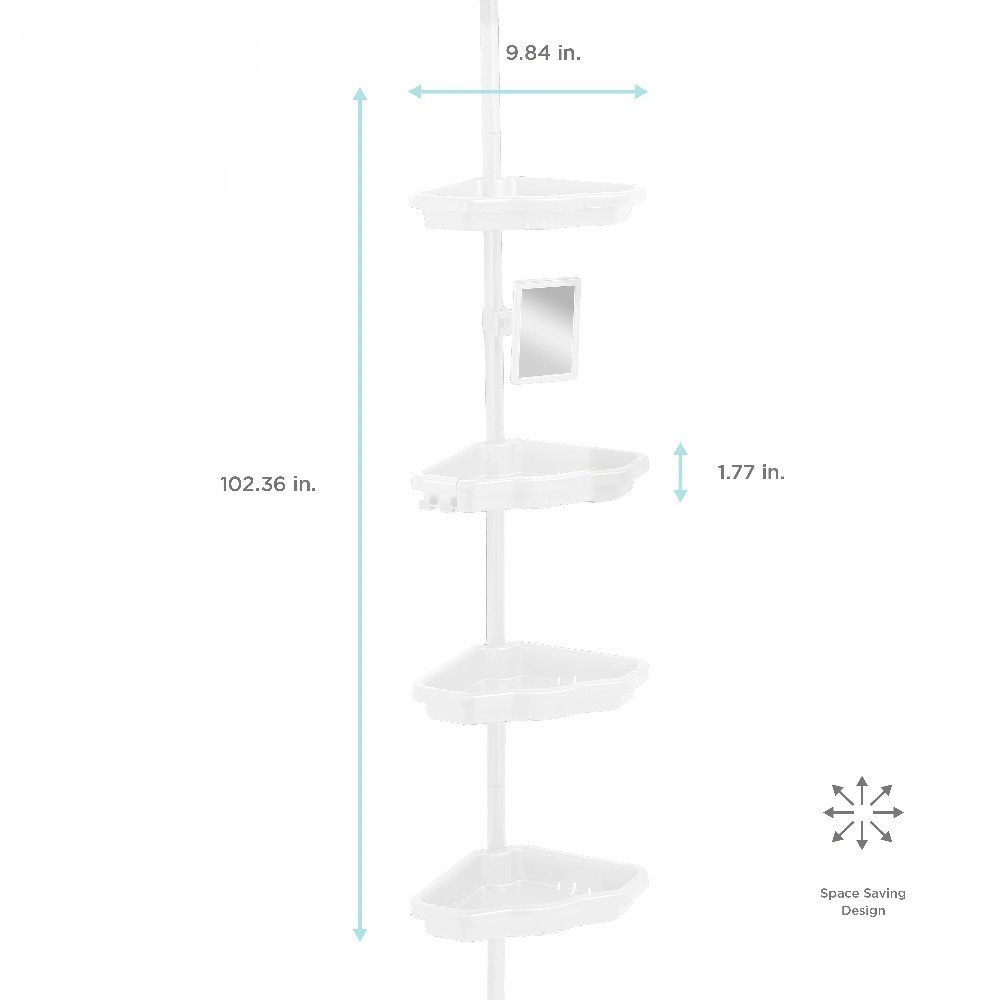 4 Tier Corner Shower Organizer in White
