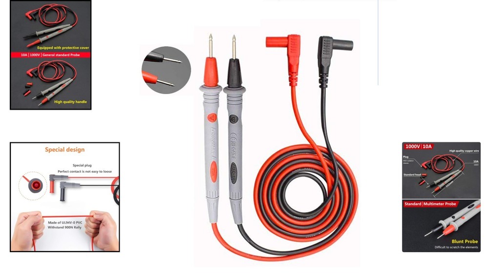 Versatile Digital Multimeter Probes with Ultra-Sharp Tips and Dual Insulation