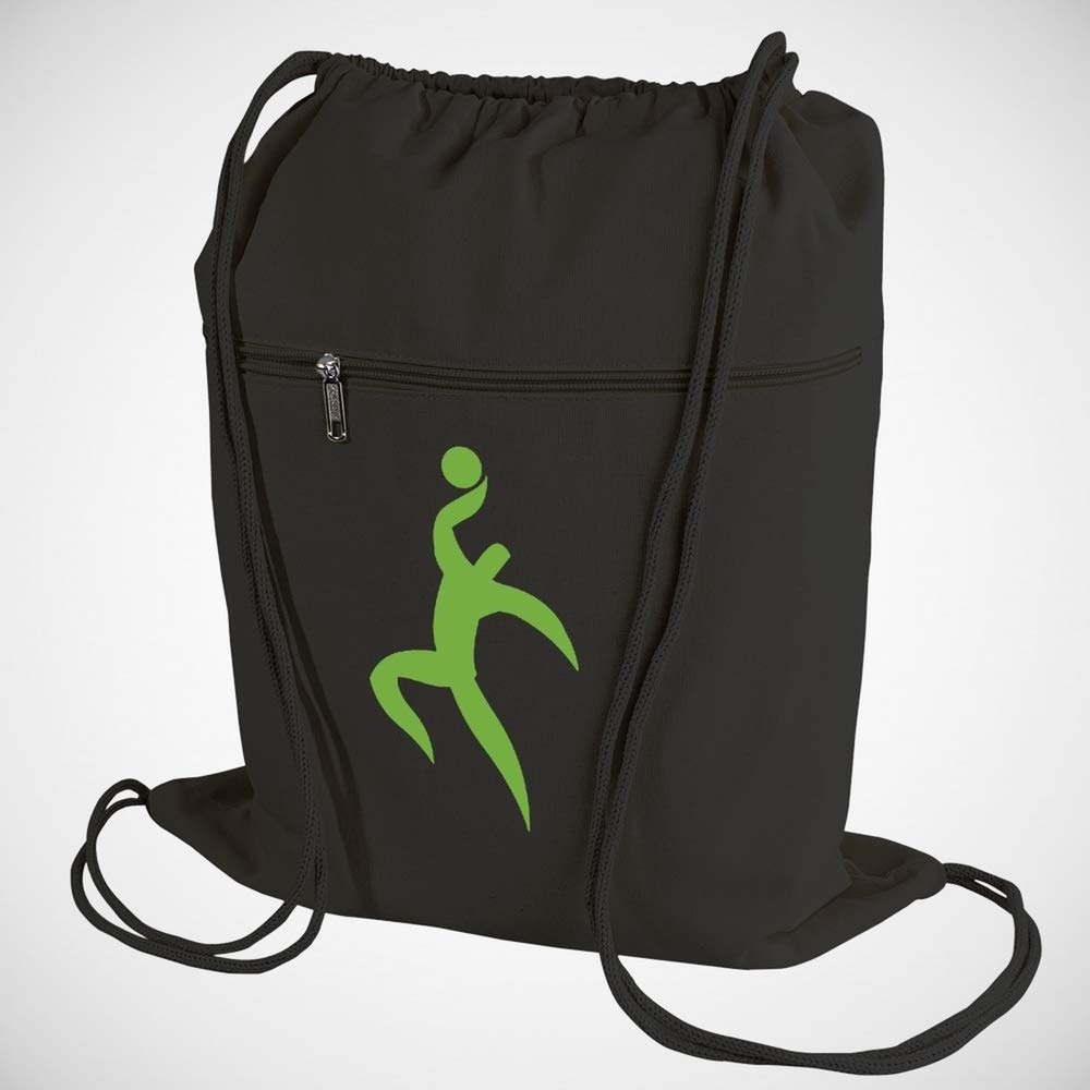 TBF Cotton Canvas Drawstring Backpack with Zippered Front Pocket Cinch Sack P...