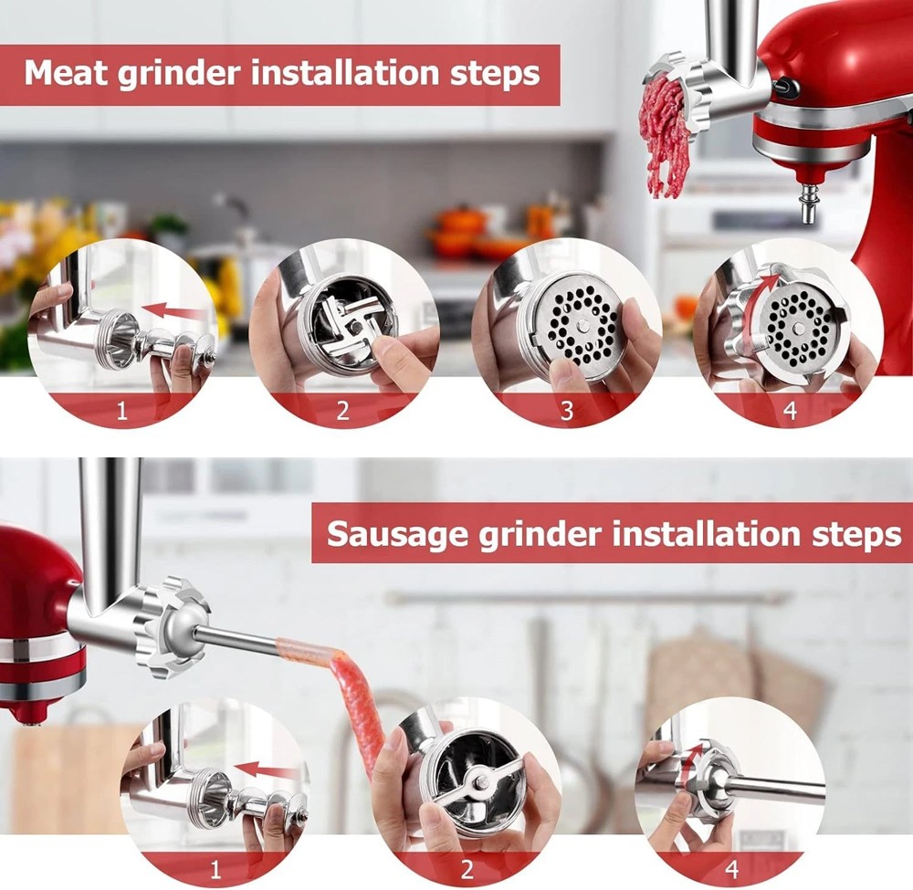 Kitchen Food Meat Grinder Sausage Stuffer Attachment For Kitchen-Aid Stand Mixer