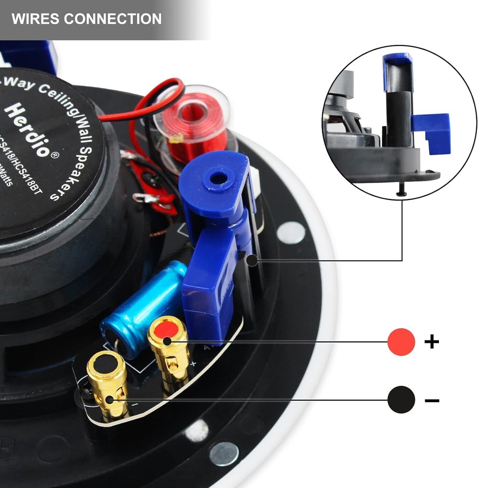 Herdio 4" Bluetooth Ceiling Speakers Waterproof Flush Mount w/ Wall Amplifier