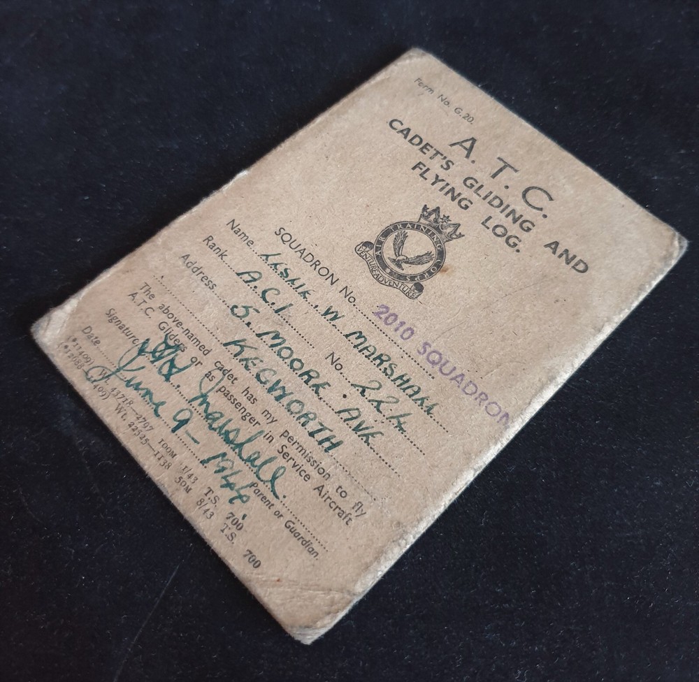 WW2 RAF Air Training Corps Cadet's Gliding and Flying Log- Dated 1943 to 1945