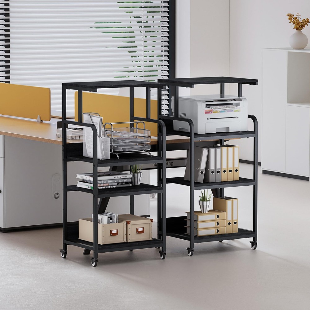4 Tier Printer Stand with Wheels, Extra Large Tall Printer Table for Home Off...