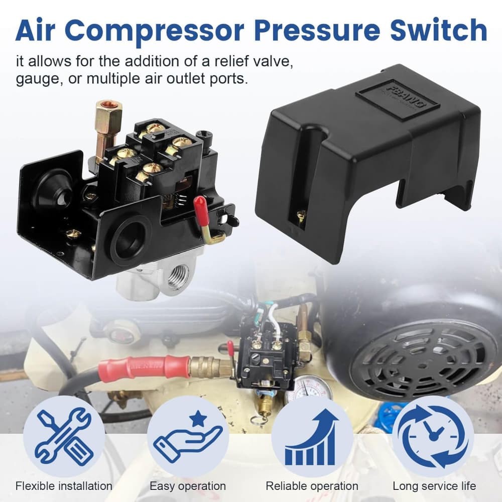 Universal 4 Port Air Compressor Pressure Switch Replacement Control NPT1/4