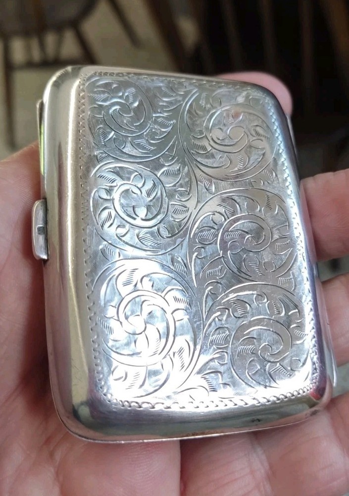 Antique Robert Pringle & Sons Solid Silver Cigarette Case- No Monogram. 45 Grams