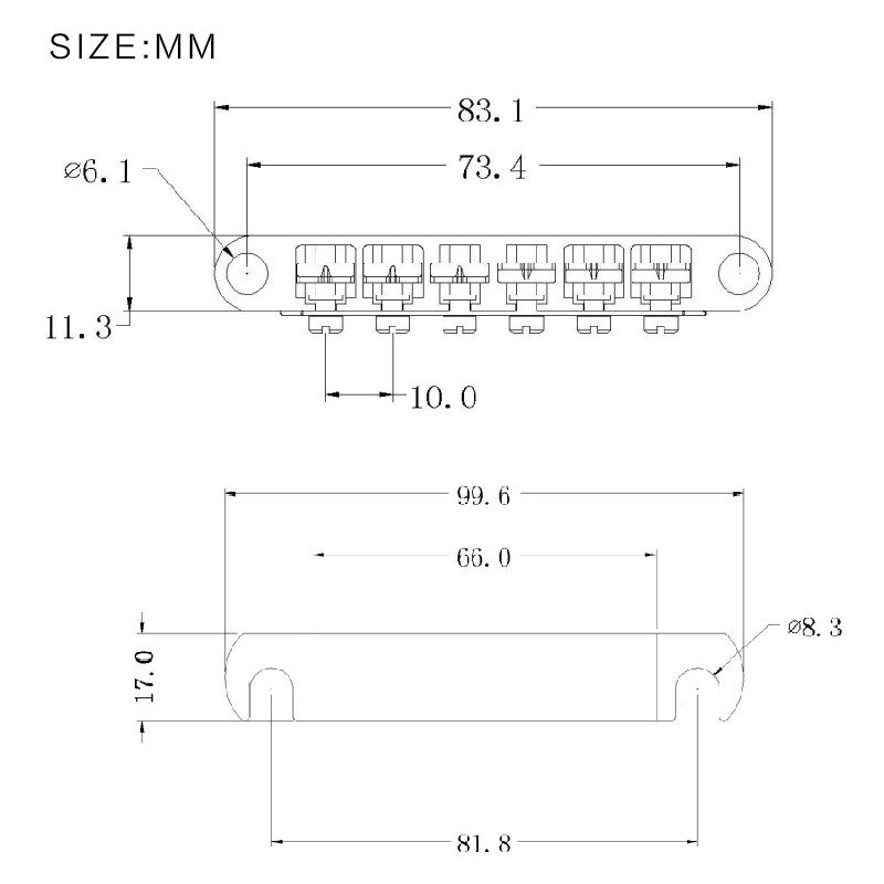 Chrome Guitar Saddle Bridge Tailpiece Studs Post for 6 String LP Les Paul