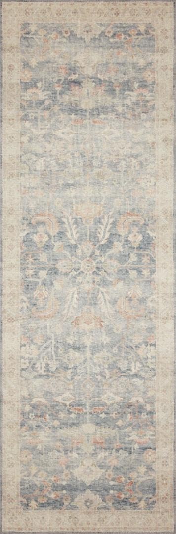 Hathaway Collection HTH-02 Denim/Multi 2'-6" x 7'-6", .25" Thick Runner Rug, ...