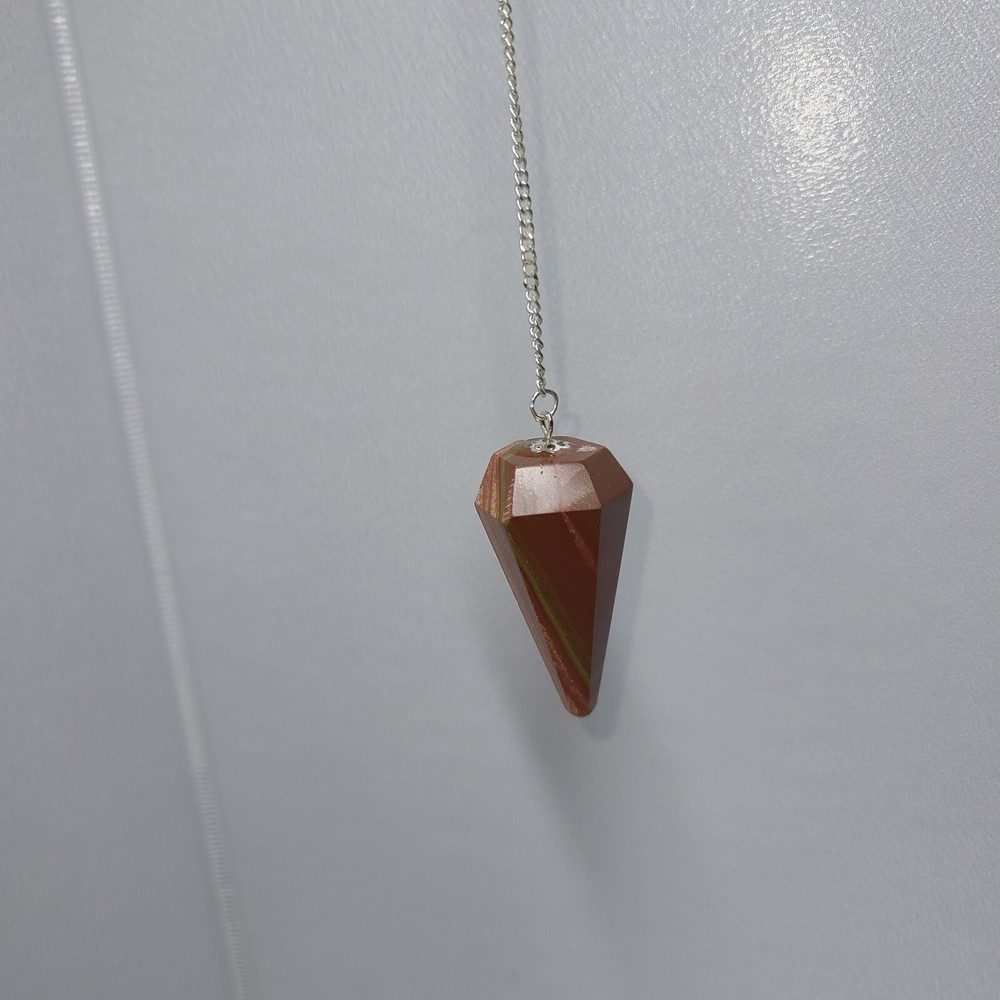 Red Jasper Faceted Cone Crystal Dowsing Pendulum Divination Tool