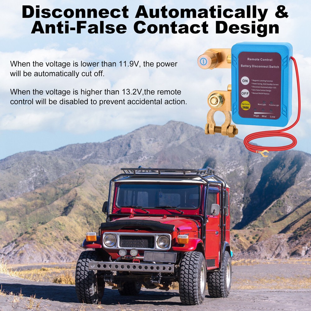 Remote Battery Disconnect Switch 12V 240A Battery Kill Switch for Auto RV ATV