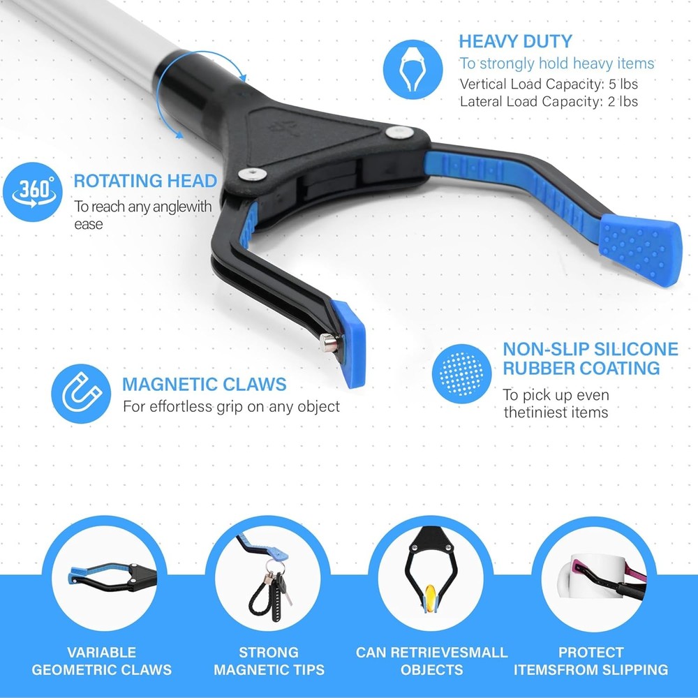 32" Foldable GrabRunner Reacher Grabber with Strong Magnetic Tip