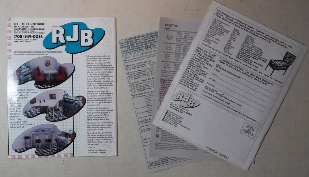 RJB – THE DINER STORE / FIRST & SECOND CATALOGS FROM 1994 & 1996