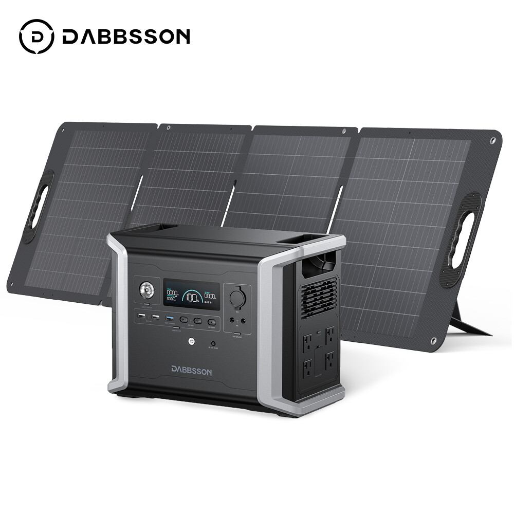 Dabbsson 1200W Portable Power Station 1330Wh Solar Generator w/120W Solar Panel