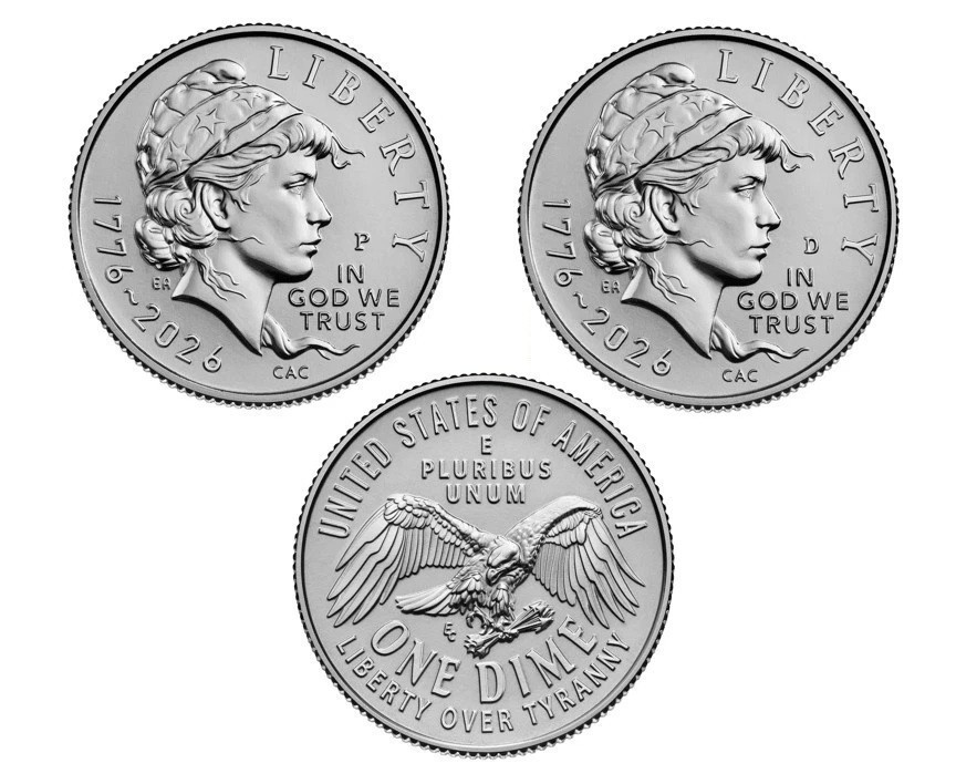 New 1776-2026 P&D Semiquincentennial Emerging Liberty Dimes 2 Coins
