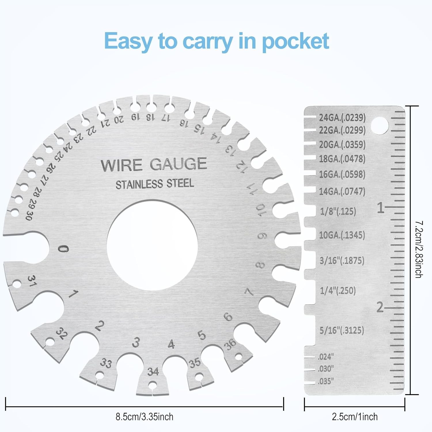 2Pcs Metal Gauge Thickness Tool Wire Gauges Size for Welding Highly Accurate
