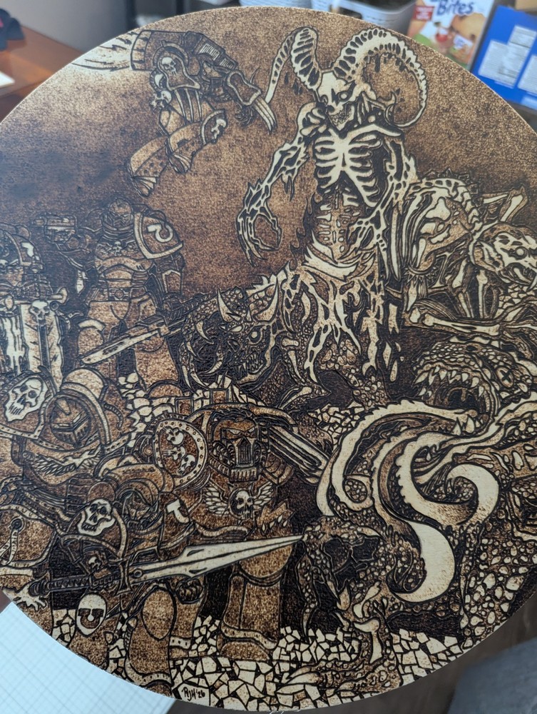 Warhammer Pyrography Artwork, All Done By Hand No Machine
