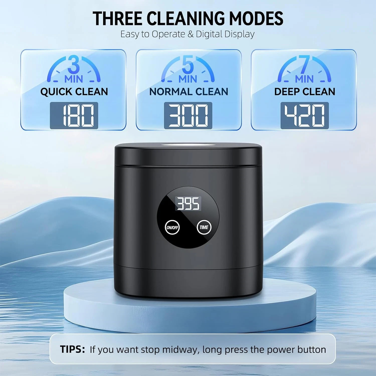 Ultrasonic Retainer Cleaner Machine, 52Khz for Jewelry Dentures Braces Wathches