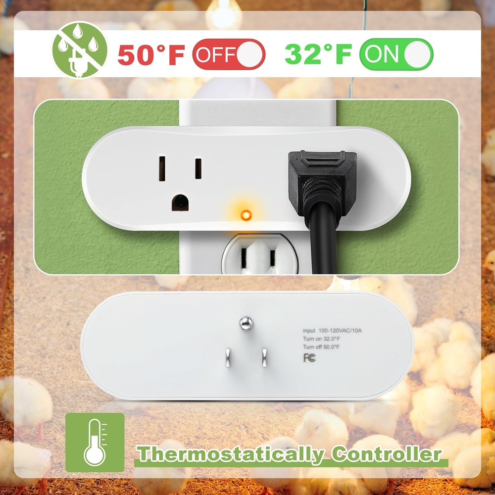 Feekoon 1 Pc Thermostatically Controlled Outlet, Plug-in Thermal Cube, White