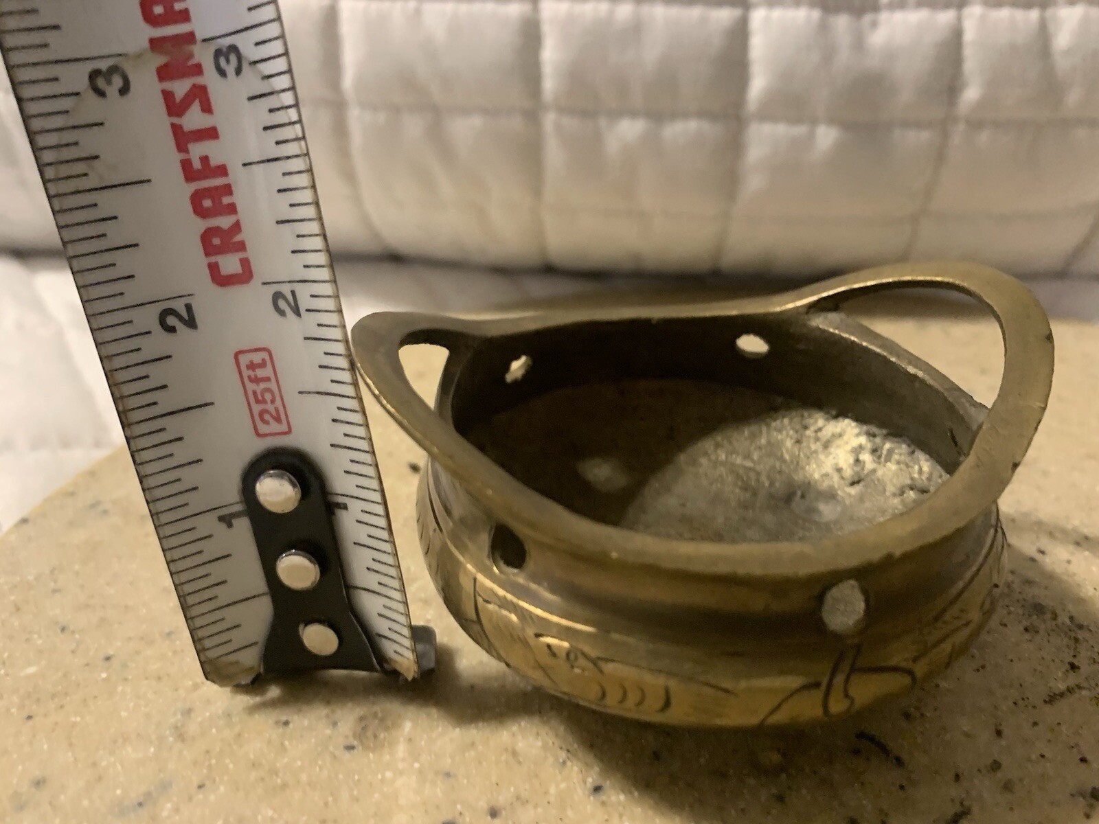 Vtg Chinese Small Brass Censer Tripod Incense Burner Xuande Reign 6 Hallmarks