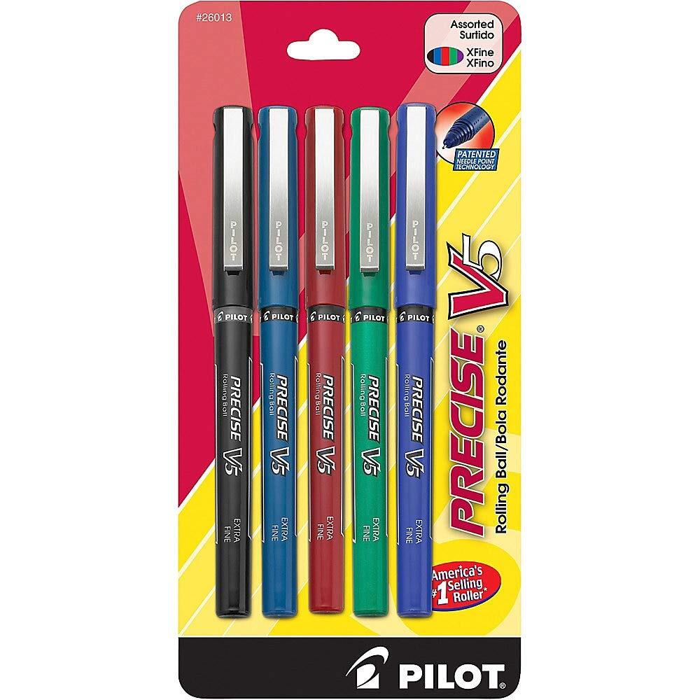 Pilot Precise V5 Liquid Rolling Ball Pens, Extra Fine Point 0.5mm, Asstd Colors