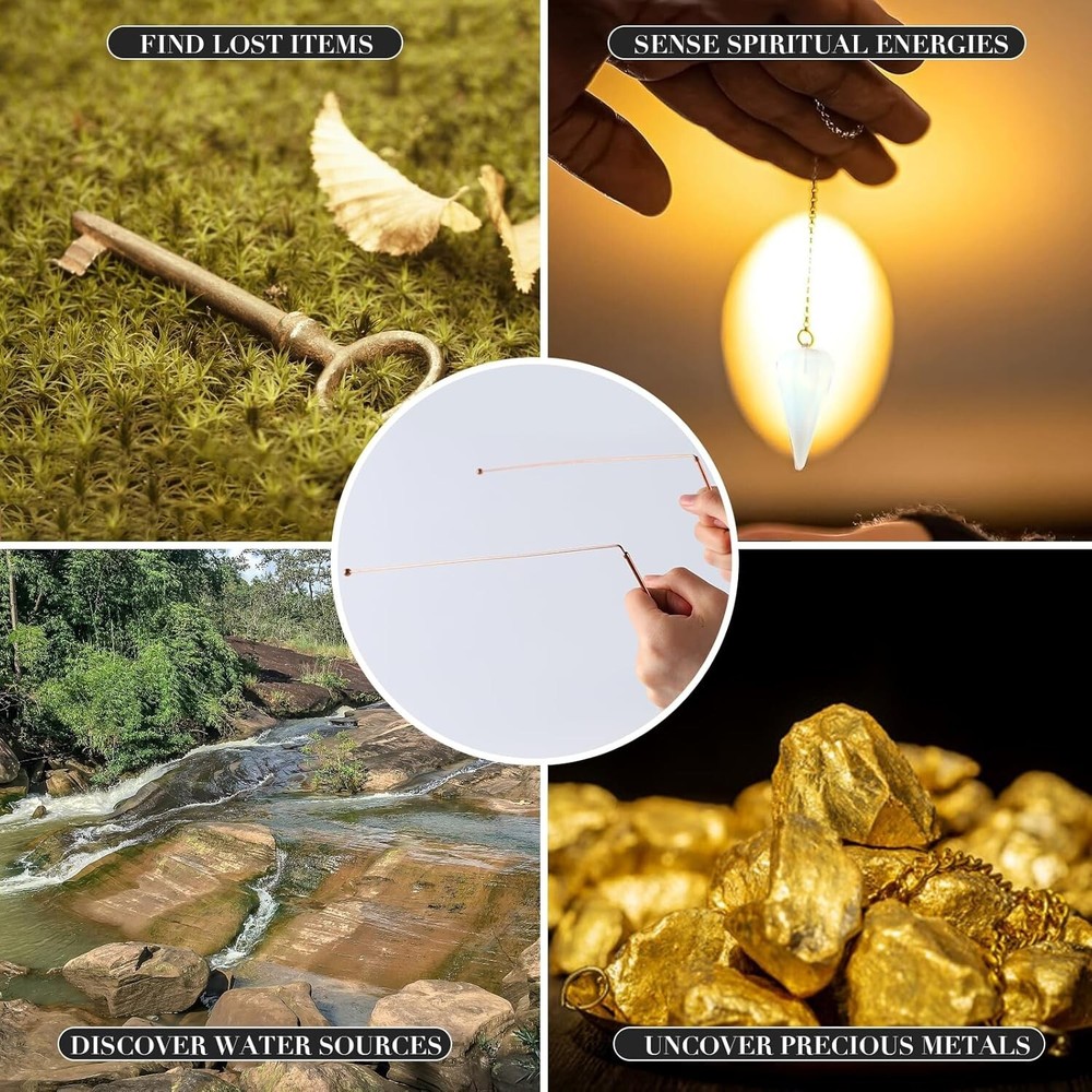 99.99% Copper Dowsing Rods - 2PCS Divining Rods+Dowsing Pendulum + Divination