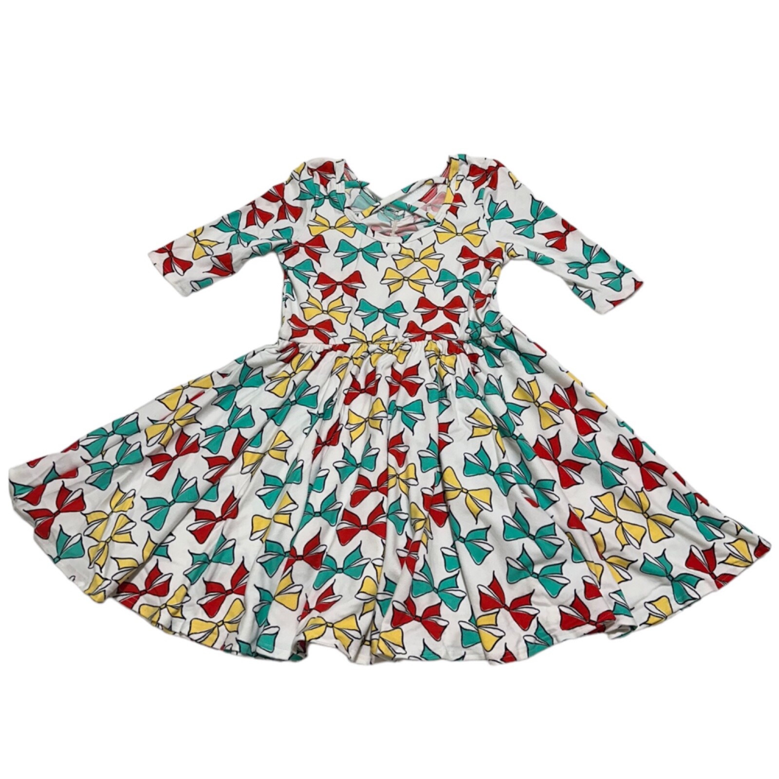 Dot Dot Smile NWT Toddler Girl’s Size 3/4 Bows Ballerina Twirl Dress 3/4 Sleeve