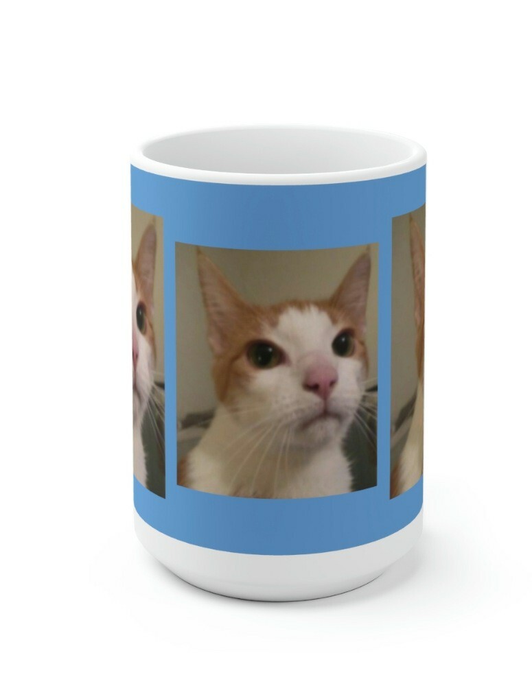 White Ceramic 15 Oz Cat Mug
