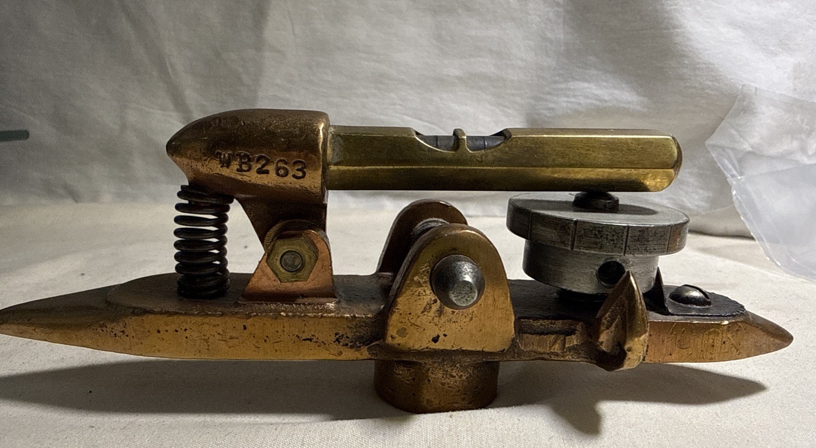 Polished Bronze Inclinometer w/ Micrometer Adjustment W a Starrett No. 135 Level