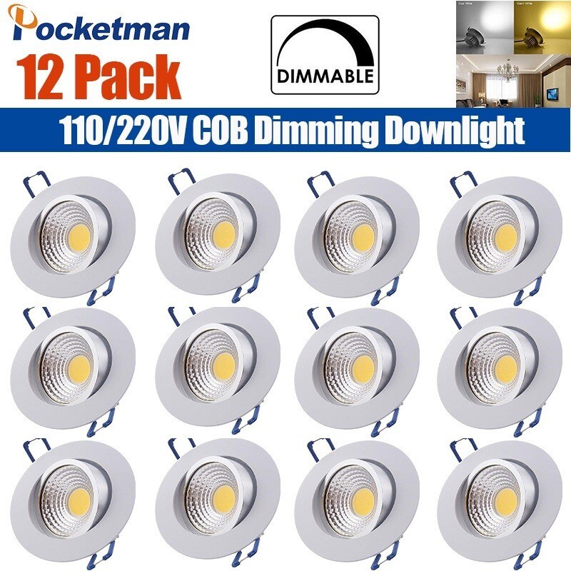 6/12PC 9W/7W COB Downlight LED Dimmable Recessed Ceiling Light Spotlight Driver