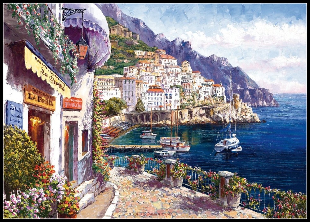 Afternoon in Amalfi - Chart Counted Cross Stitch Patterns Needlework DMC Color