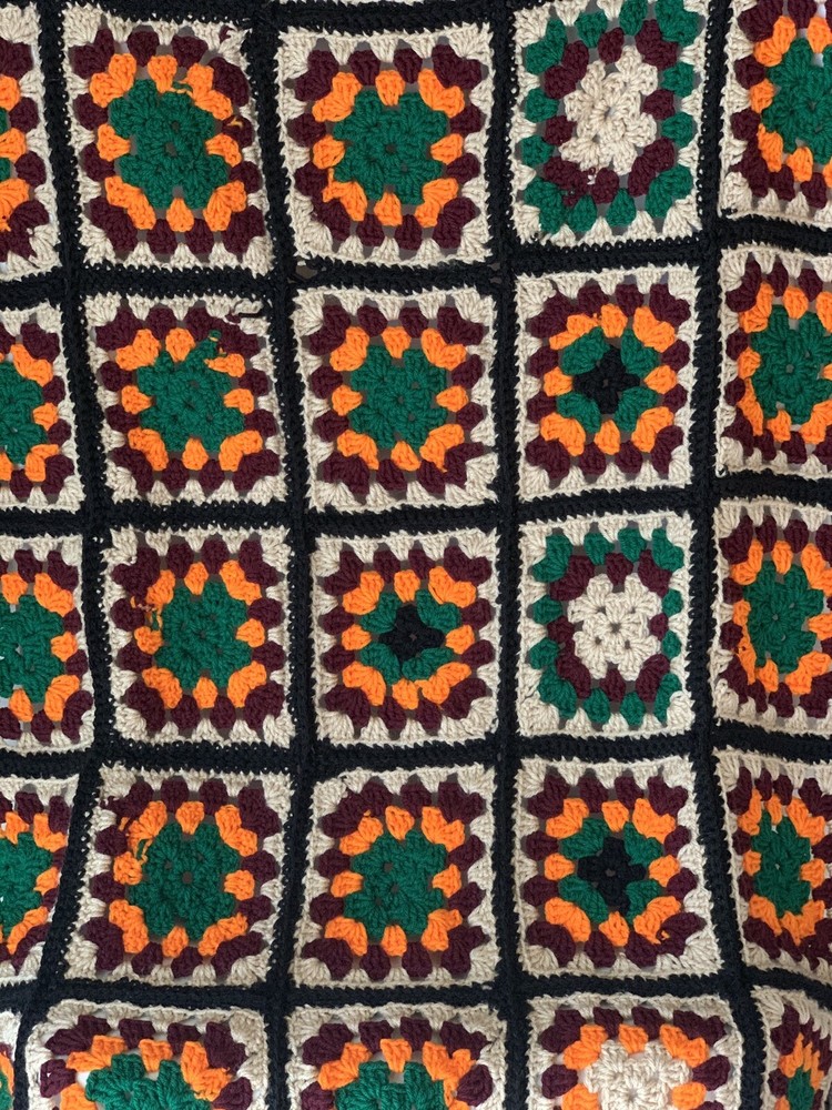 Granny Squares Throw 34” X 50” With Black Edge