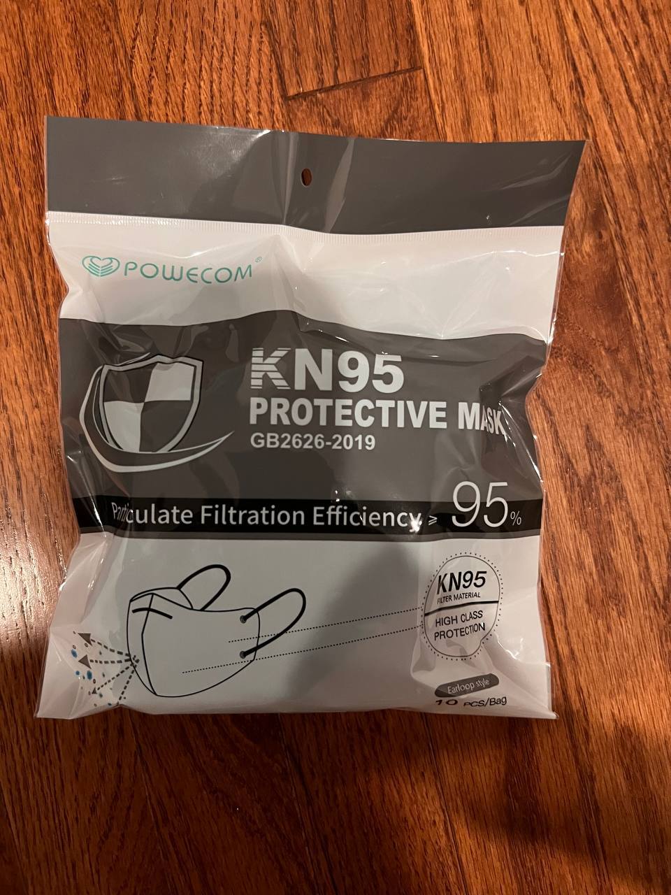 Powecom KN95 Protective Face Mask Respirator KN 95 GB2626-2019 ✅ White | Black