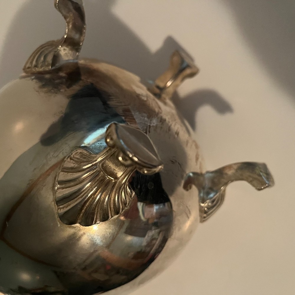 Vintage Silver Plated Footed Water Pitcher with Ornate Handle