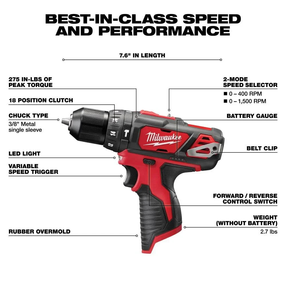 Milwaukee M12 12V Hammer Drill/Impact Driver Combo Kit 2 Tool