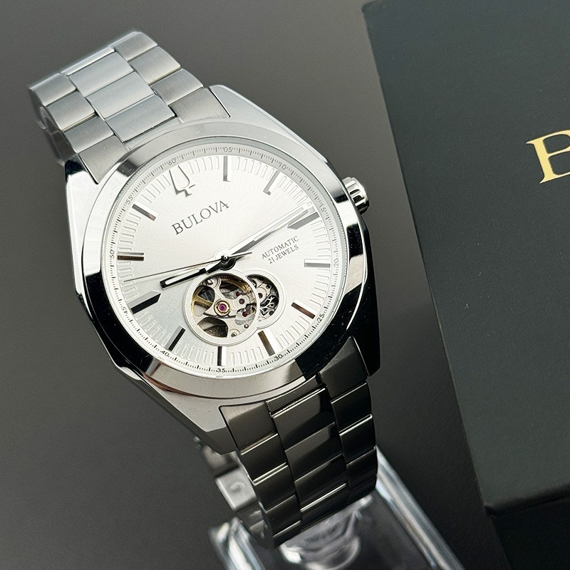 Bulova Surveyor Silver Tone Dial Automatic Men's Watch 42 mm 96A274