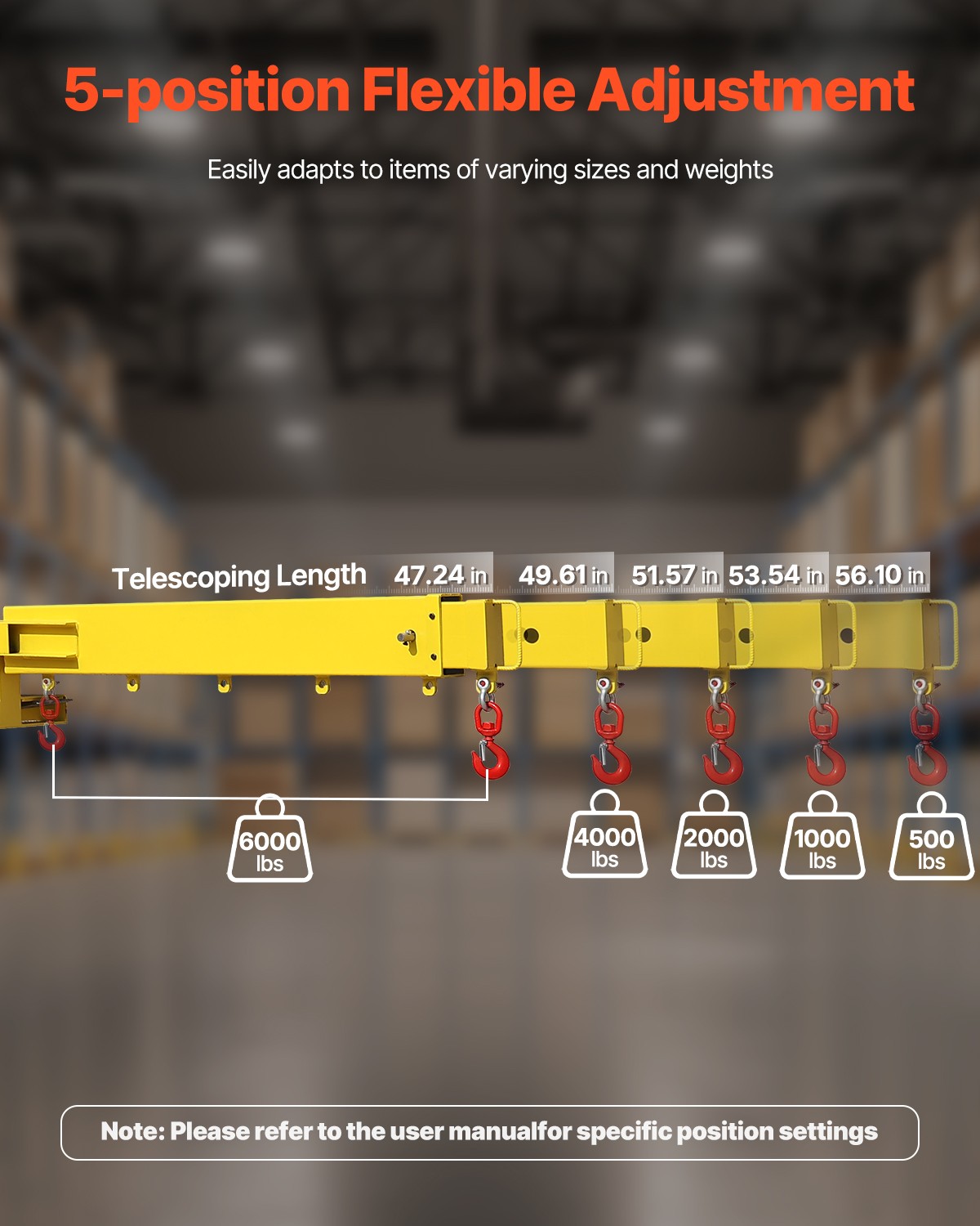 Forklift Jib Boom Crane 6000lbs Forklift Mobile Crane with 2 Hooks