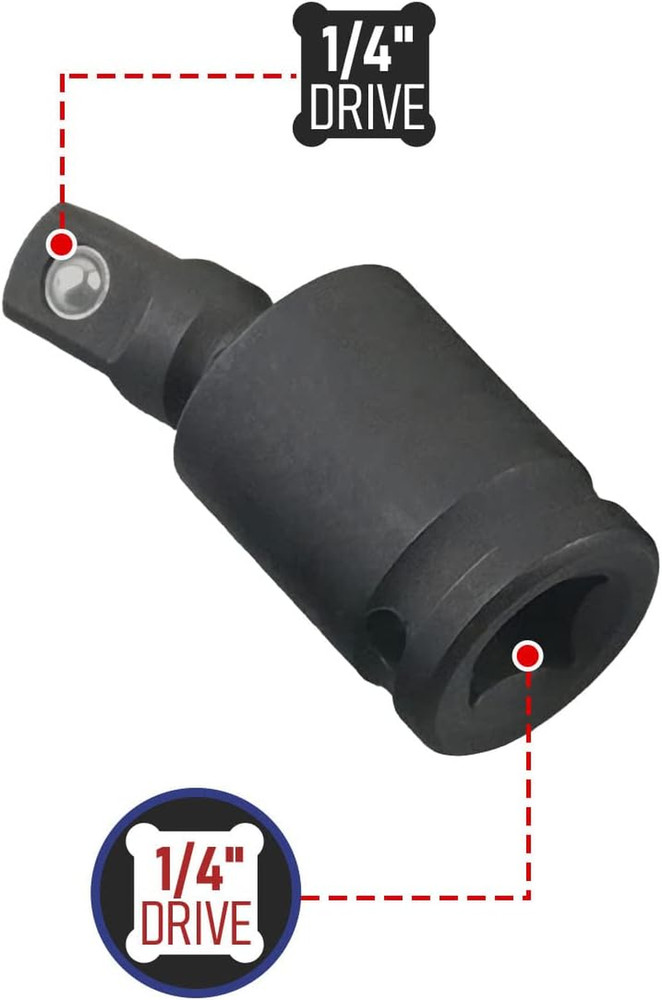 2 Pack 1/4 Inch Universal Joint Swivel Socket Adapter Impact Socket Extension