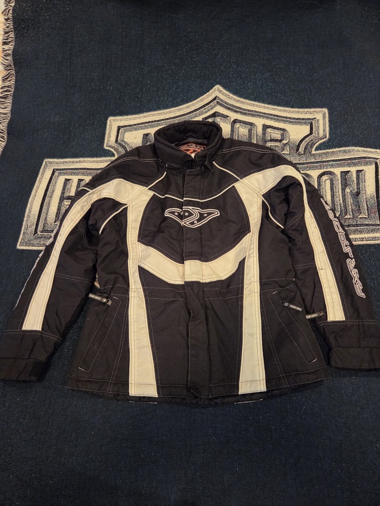 Y2K FXR Snowmobile Racing Jacket Medium Black white sample model rare.