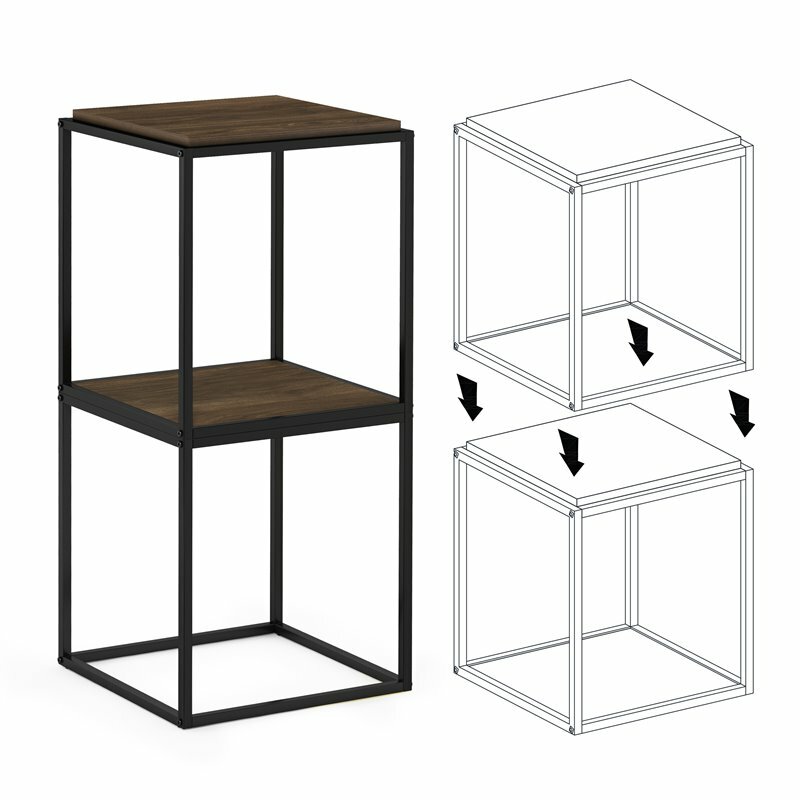 Furinno Moretti Engineered Wood 1-Tier Stackable Shelf in Columbia Walnut