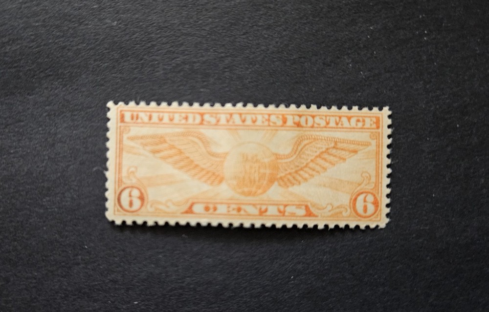 U. S. C19 Airmail Winged Globe,  Unused, Hinged, Light Crease