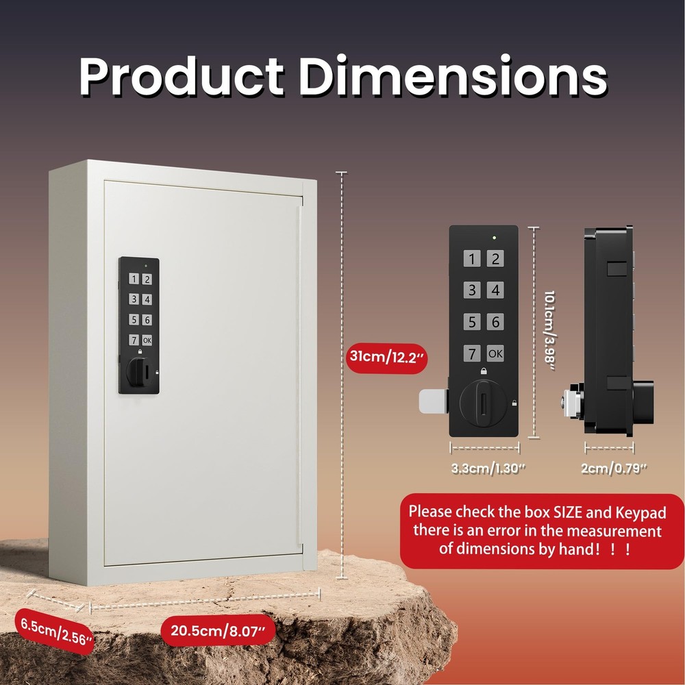 40 Keys Lock Box for Keys with Code, Electronic Key Box Wall Mount Cabinet, P...
