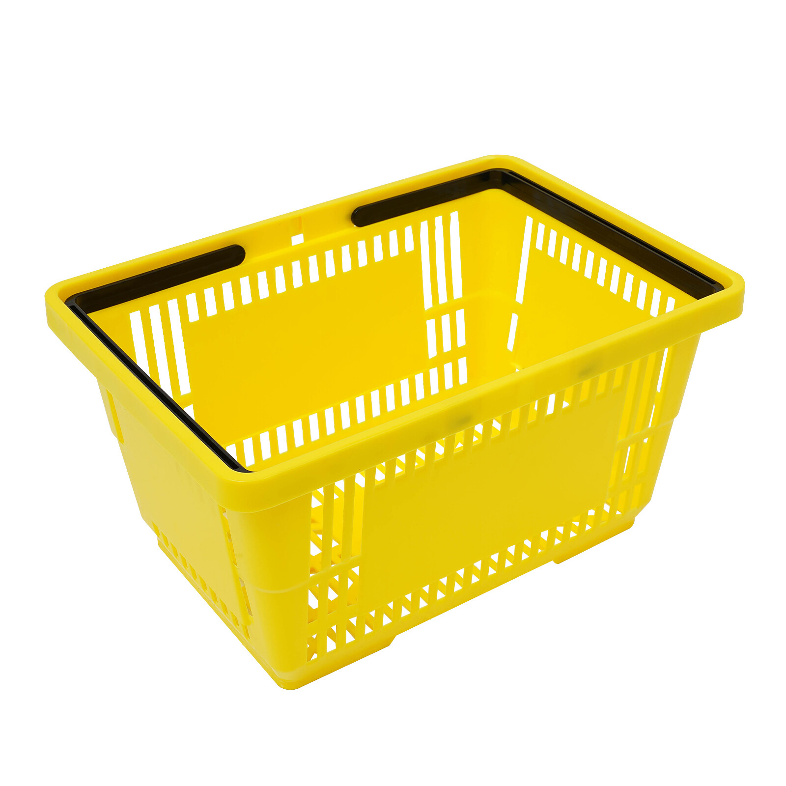 12 Packs 28L Plastic Shopping Baskets with Handles Yellow Store Retail Baskets