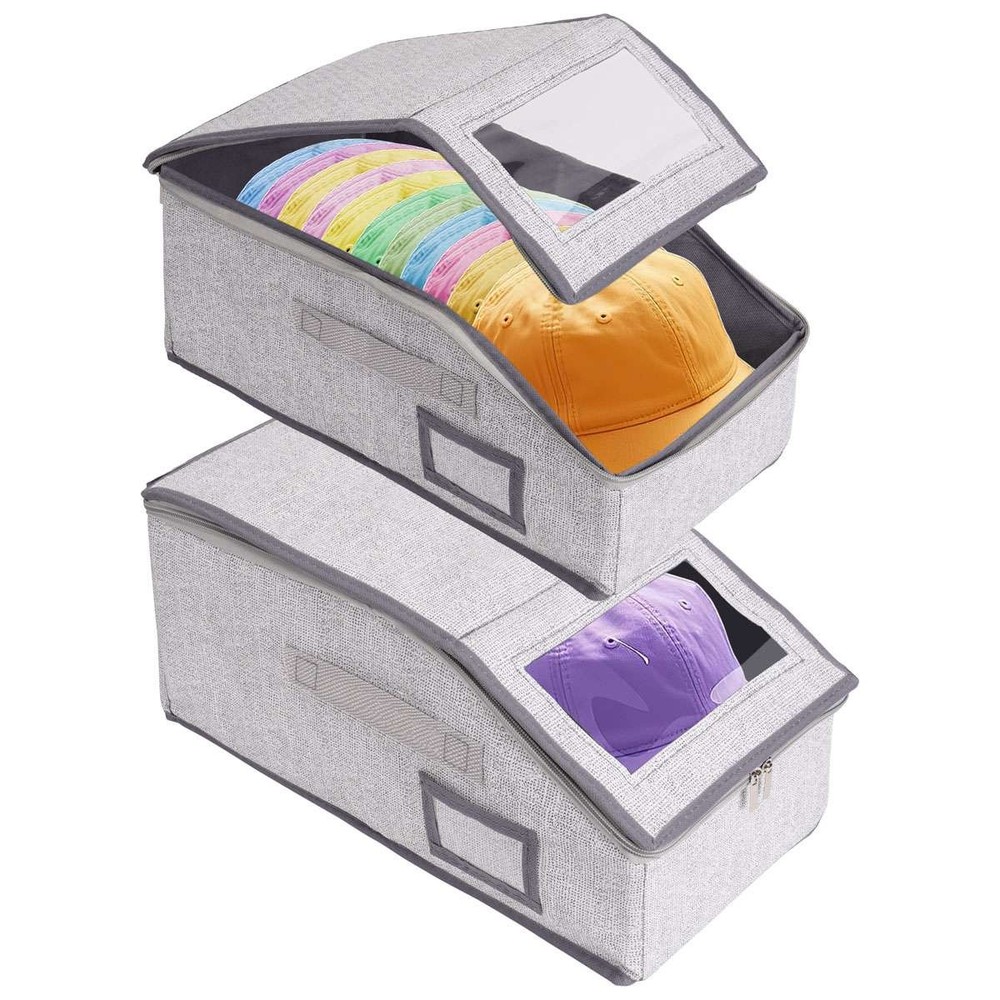 Stackable Hat Storage Organizer for Baseball Caps 12 Caps Hat Box with Lid