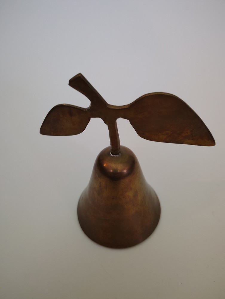 Vintage Brass Bell With Leaf Handle 5"