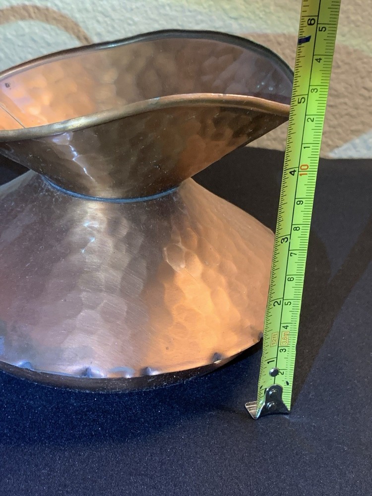 Vintage Gregorian Hammered Solid Copper Squat Pitcher with Handle USA Made