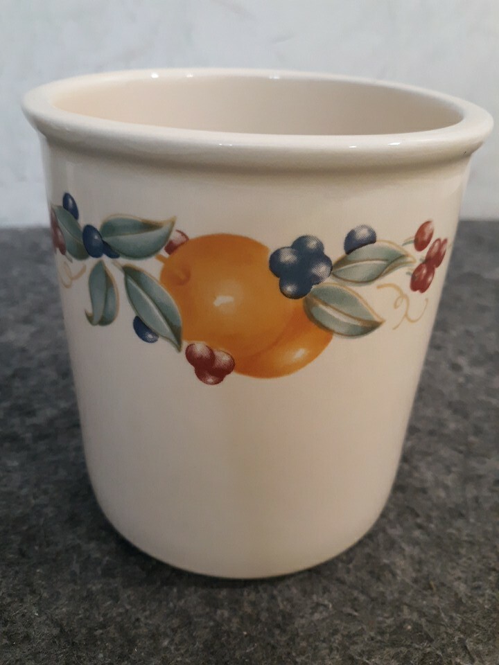 Corelle Abundance Fruit Pattern Utensil Holder Crock 5 " Tall