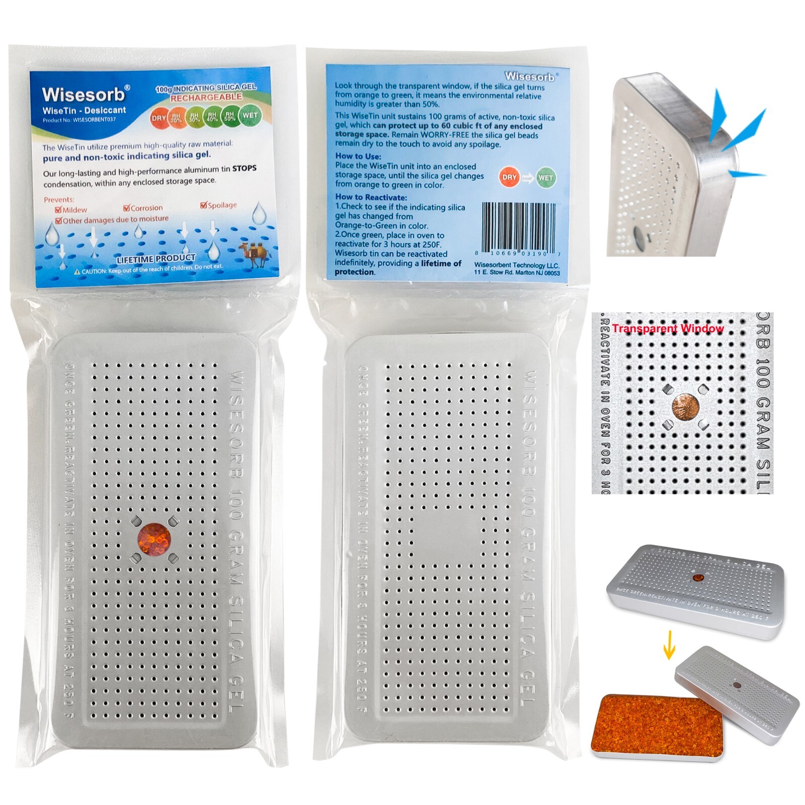 100 Gram Silica Gel Canister Reusable Desiccant Dehumidifier 1 Pack