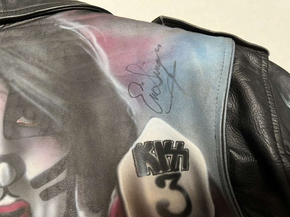 KISS HAND PAINTED ART FIRST LEATHER JACKET SIGNED BY PAUL STANLEY/SINGER/KULICK